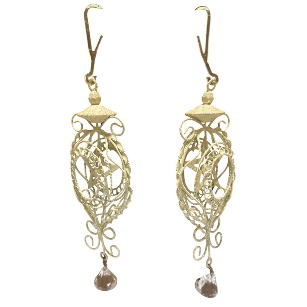 Vintage-Inspired Filigree Ornament Set With Acrylic  Accents